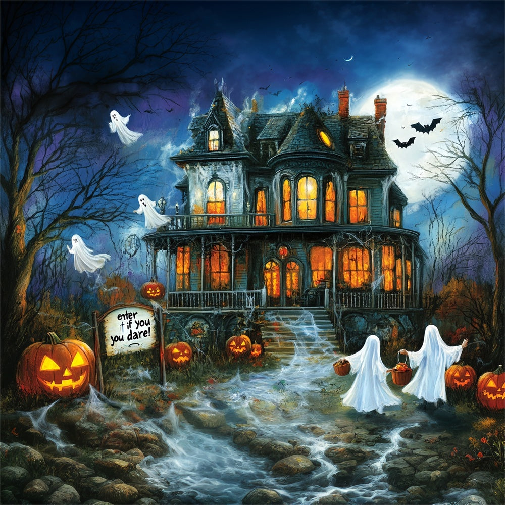 Spooky Halloween Backdrop Haunted Manor Ghosts Backdrop MRR7-43
