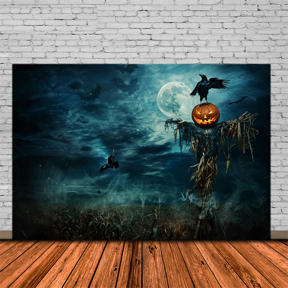 Halloween Backdrop Ideas Moonlit Harvest Horror Backdrop MRR7-44