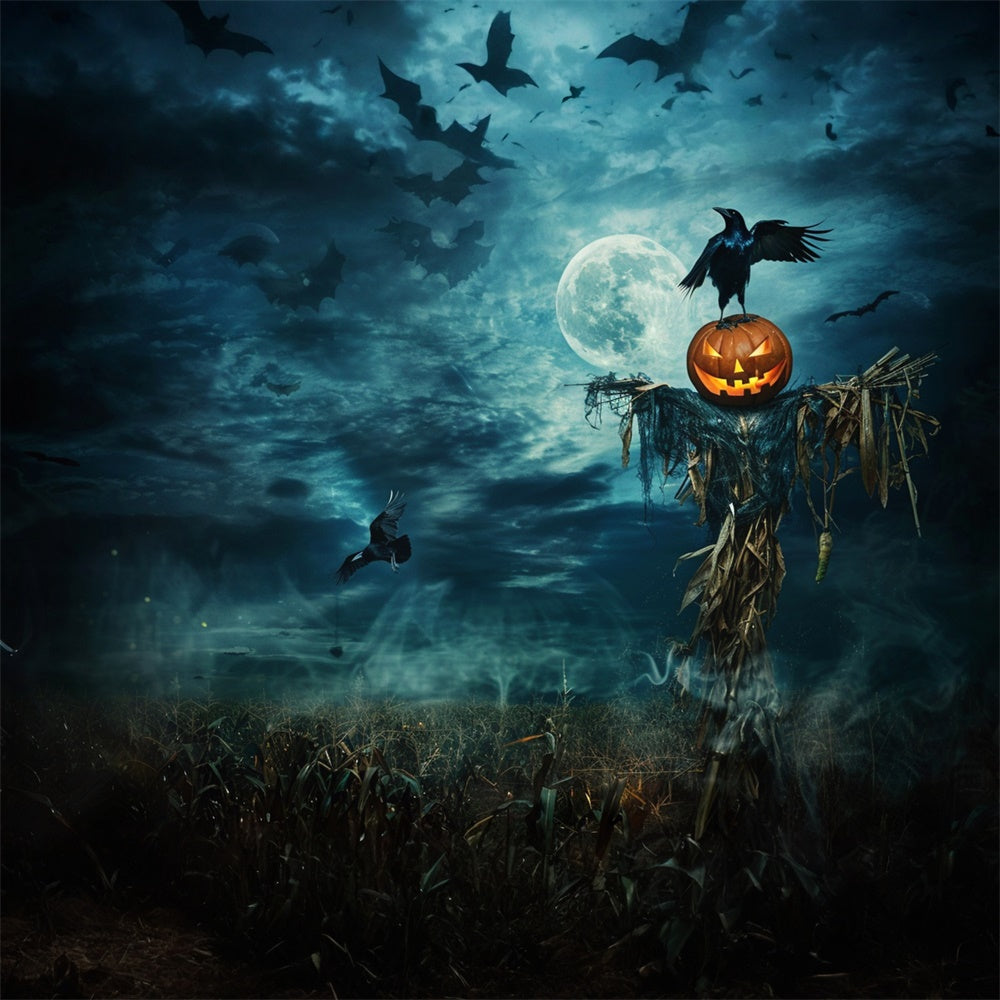 Halloween Backdrop Ideas Moonlit Harvest Horror Backdrop MRR7-44