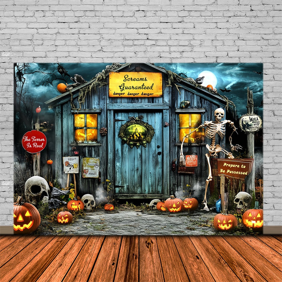 Photography Halloween Backdrop Pumpkin Skull Manor Backdrop MRR7-45
