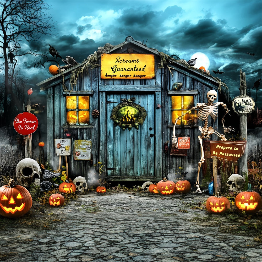 Photography Halloween Backdrop Pumpkin Skull Manor Backdrop MRR7-45