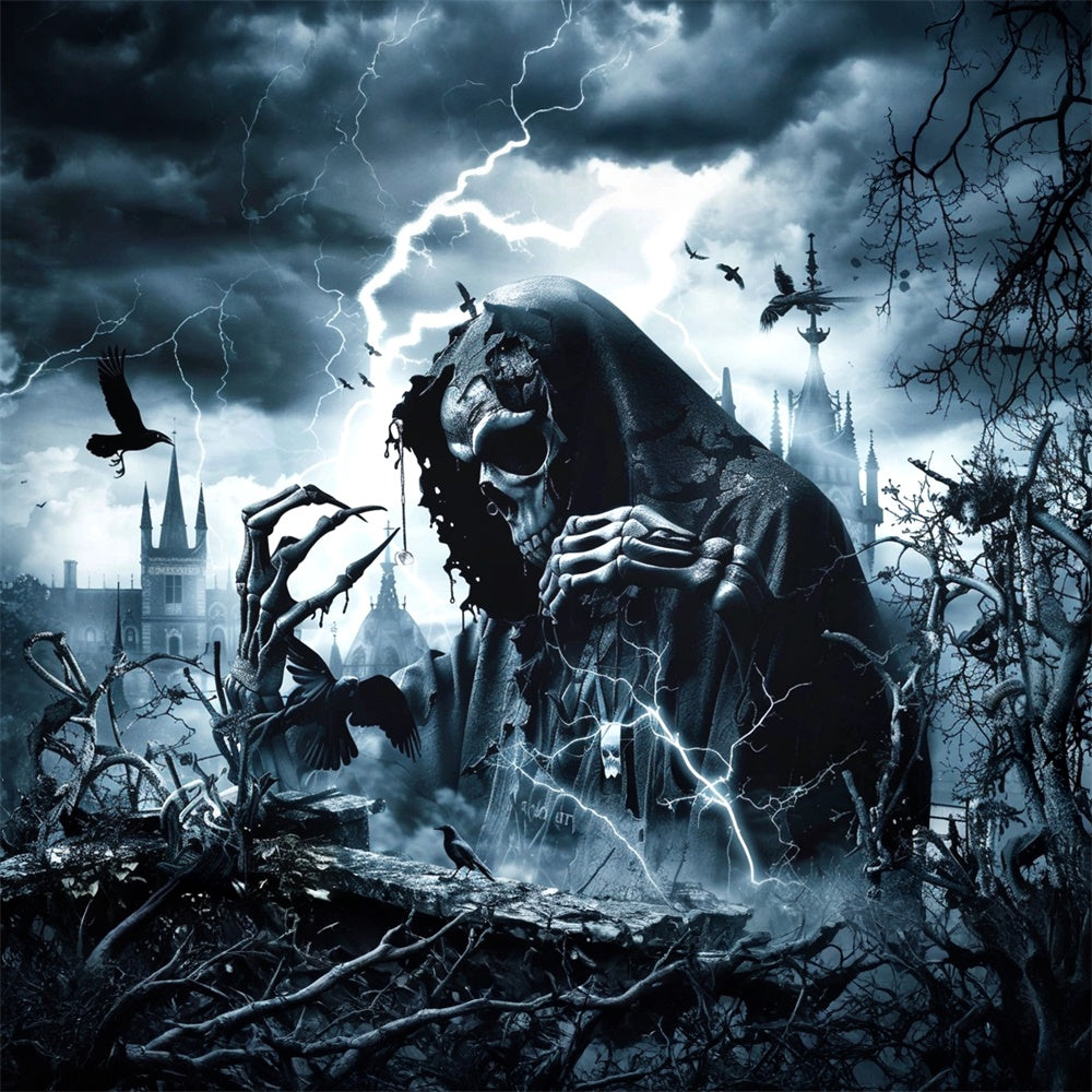 Scary Halloween Backdrop Vengeful Wraith Lightning Backdrop MRR7-47