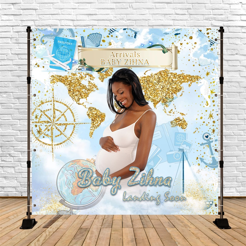 Baby Shower Backdrop Ideas Explorer World Map Custom Backdrop MRR7-5