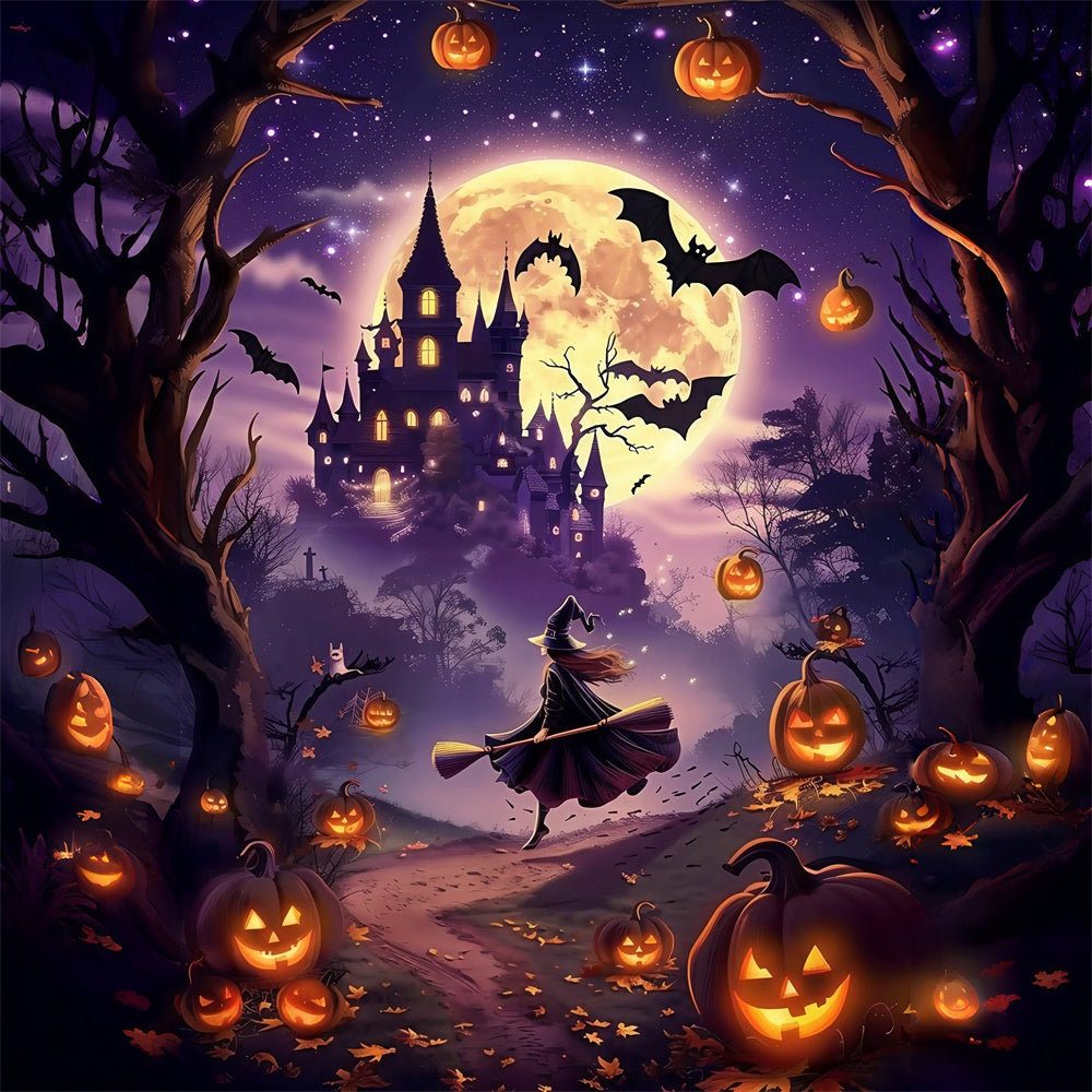 Halloween Witch Backdrop Moonlit Magic Ride Backdrop MRR7-51