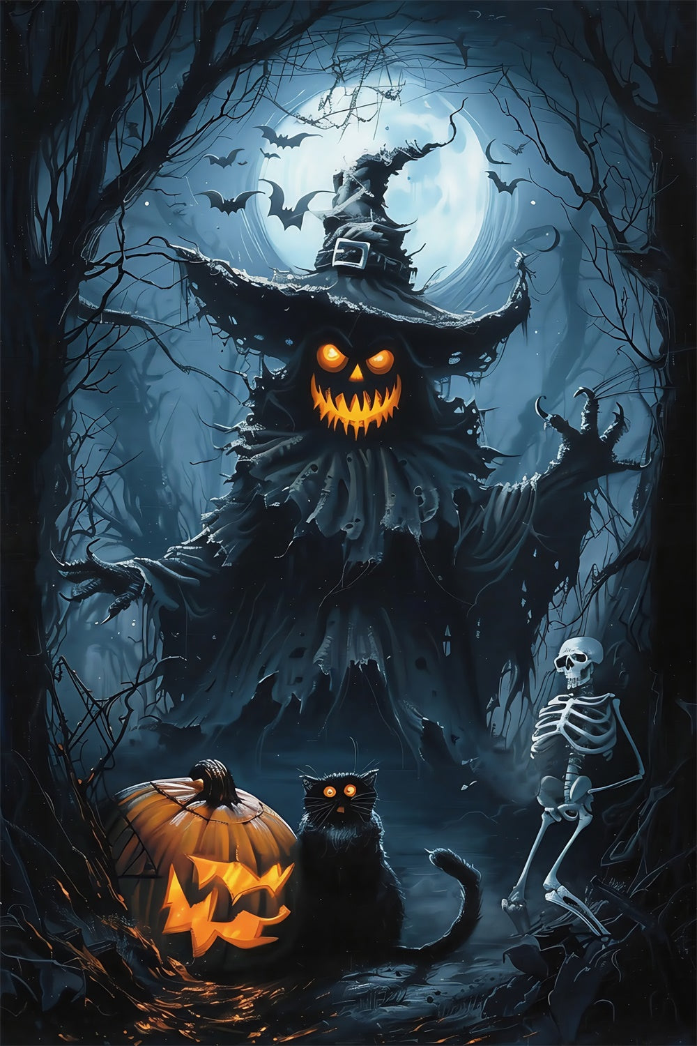 Halloween Moon Backdrop Pumpkin Fiend Horror Backdrop MRR7-52