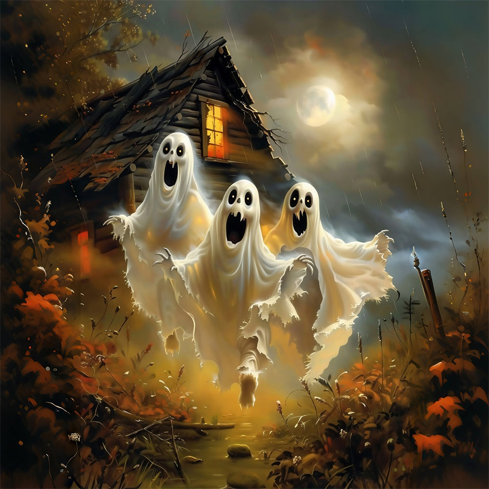 Photography Halloween Backdrop Moonlit Ghost Rush Backdrop MRR7-53