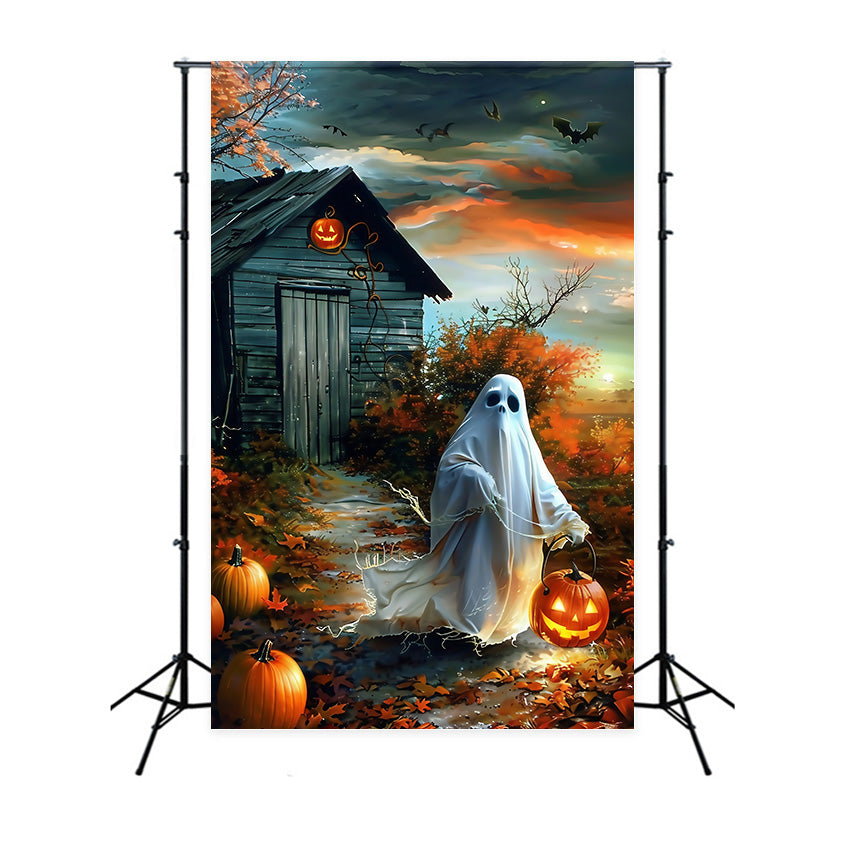 Halloween Photo Backdrop Pumpkin Lantern Ghost Backdrop MRR7-55