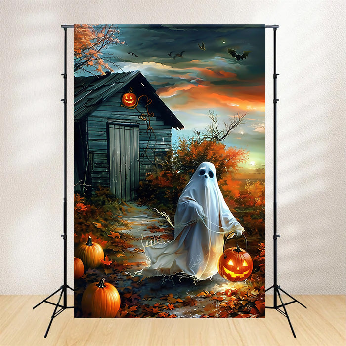 Halloween Photo Backdrop Pumpkin Lantern Ghost Backdrop MRR7-55