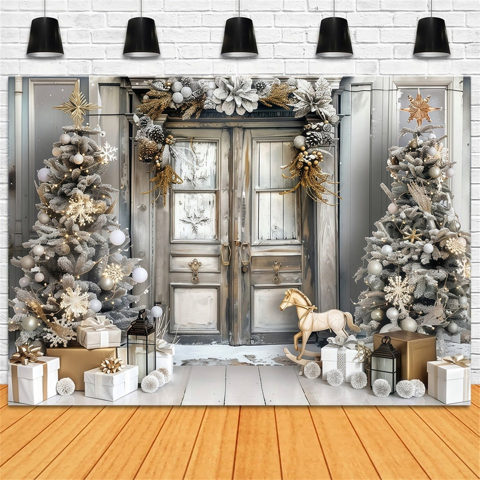 Christmas Photo Backdrop Luxury Holiday Entrance Backdrop MRR7-57