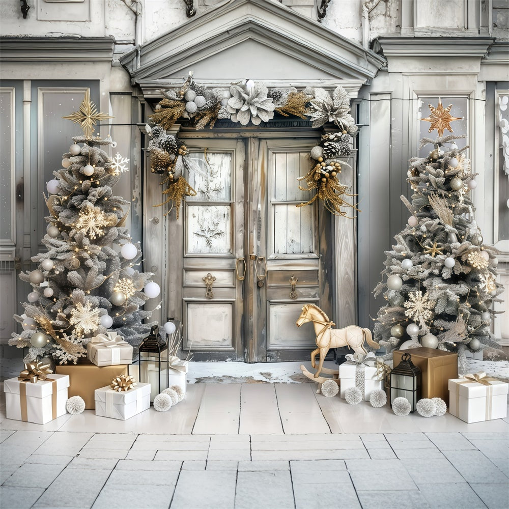 Christmas Photo Backdrop Luxury Holiday Entrance Backdrop MRR7-57