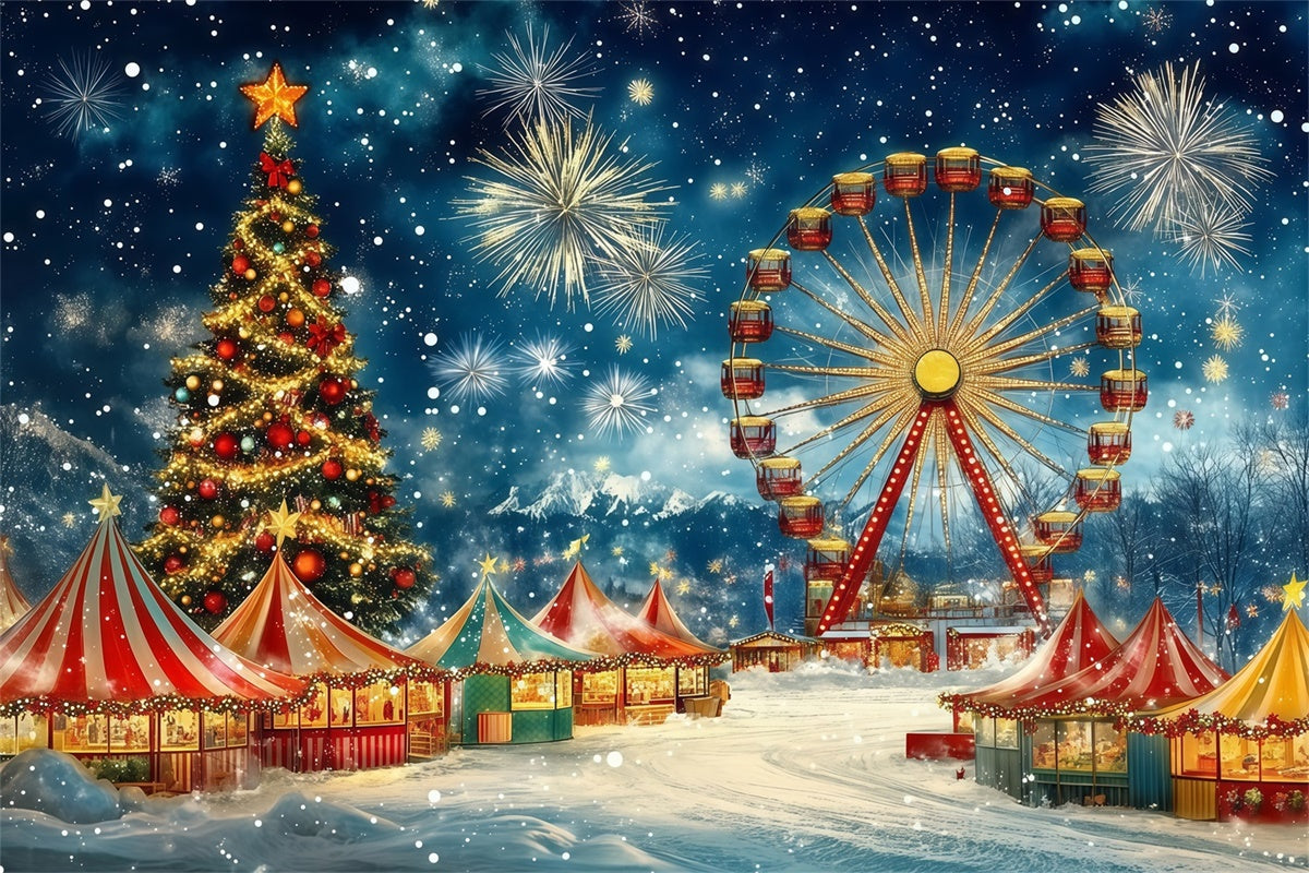 Christmas Backdrops Festive Winter Fairground Backdrop MRR7-58