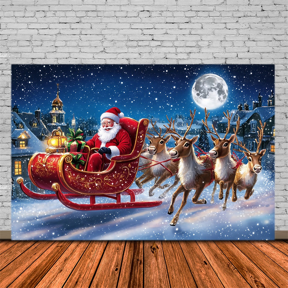 Christmas Backdrop Ideas Santa Reindeer Adventure Backdrop MRR7-60