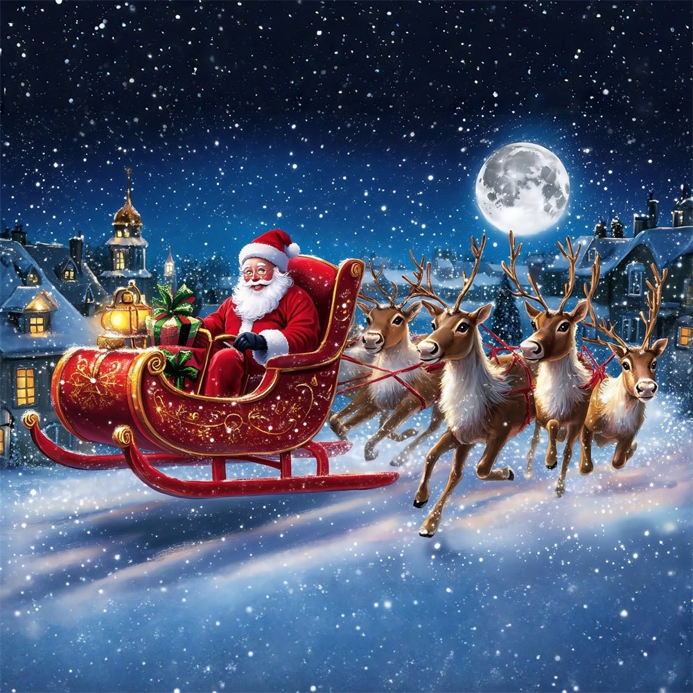 Christmas Backdrop Ideas Santa Reindeer Adventure Backdrop MRR7-60