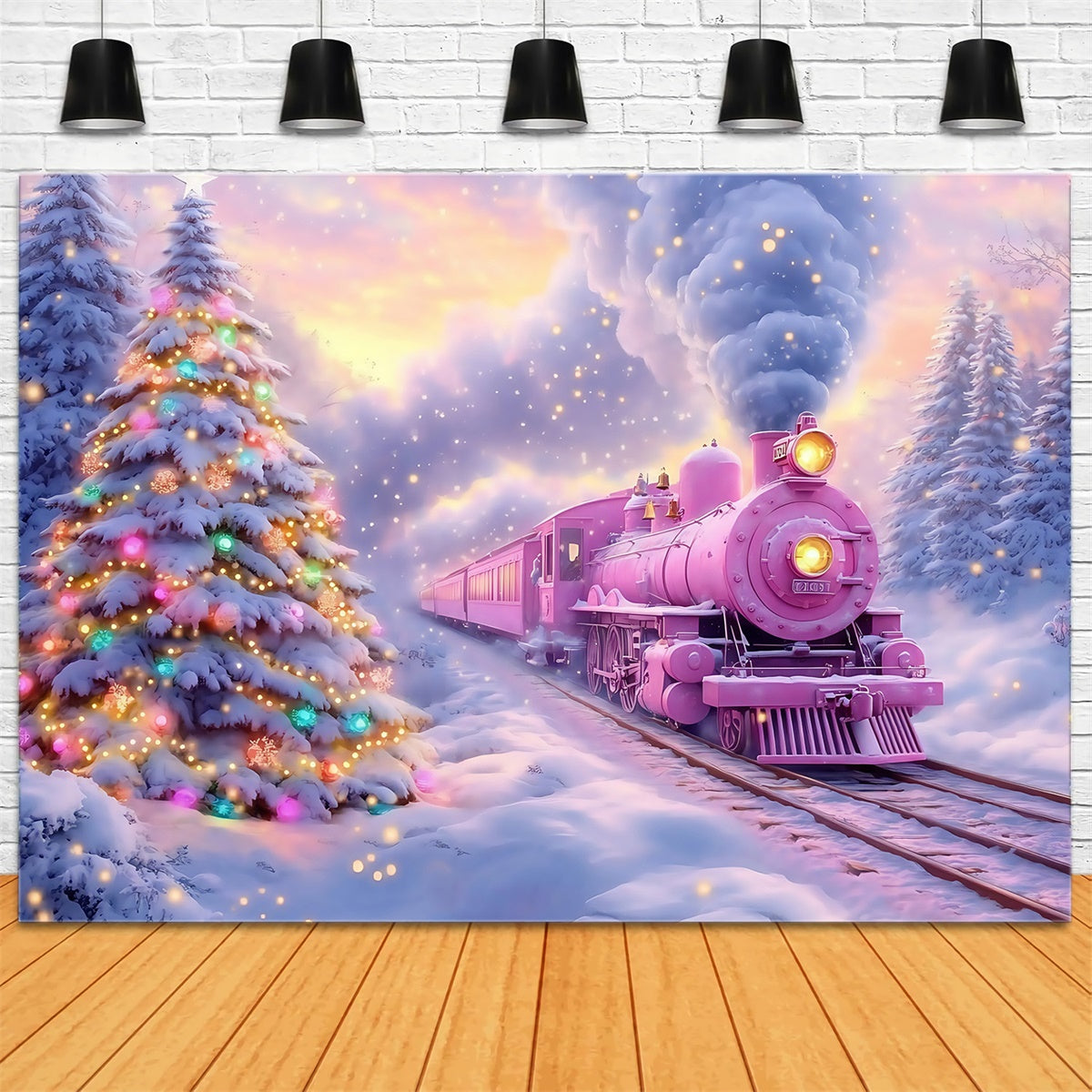 Christmas Photo Backdrops Magical Snow Journey Backdrop MRR7-61