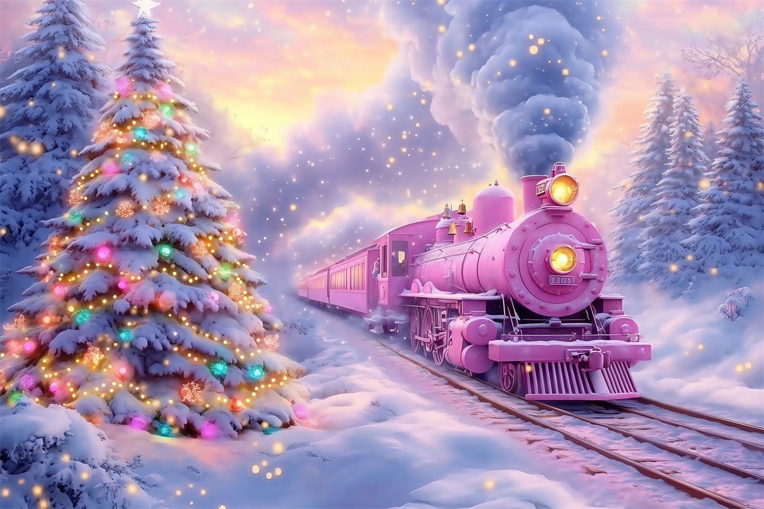 Christmas Photo Backdrops Magical Snow Journey Backdrop MRR7-61