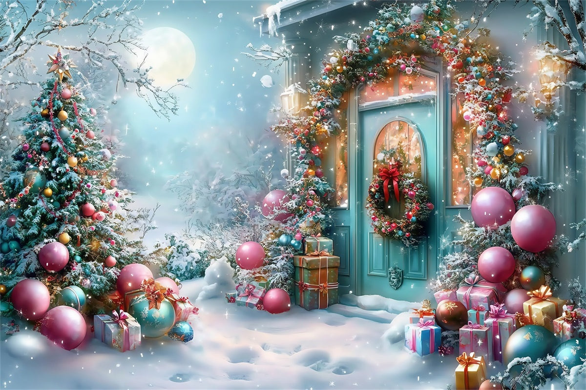 Christmas Backdrops Sparkle Christmas Porch Backdrop MRR7-62