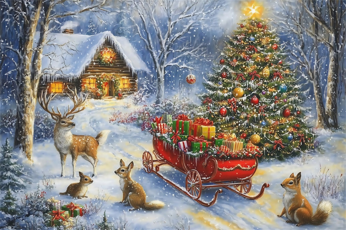Christmas Backdrop Ideas Peaceful Winter Critter Backdrop MRR7-63
