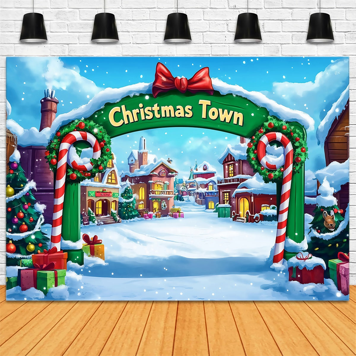 Christmas Village Backdrop Festive Archway Welcome Backdrop MRR7-65