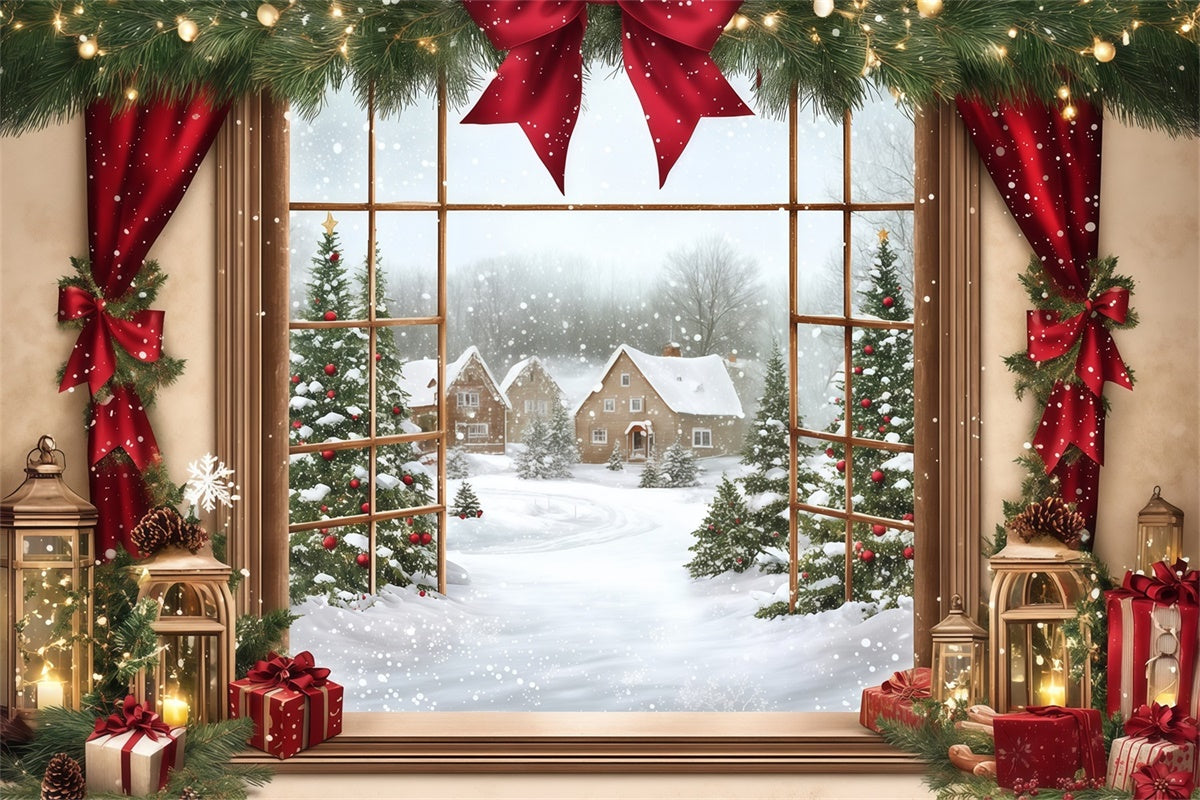 Christmas Photo Backdrop Holiday Window Magic Backdrop MRR7-68