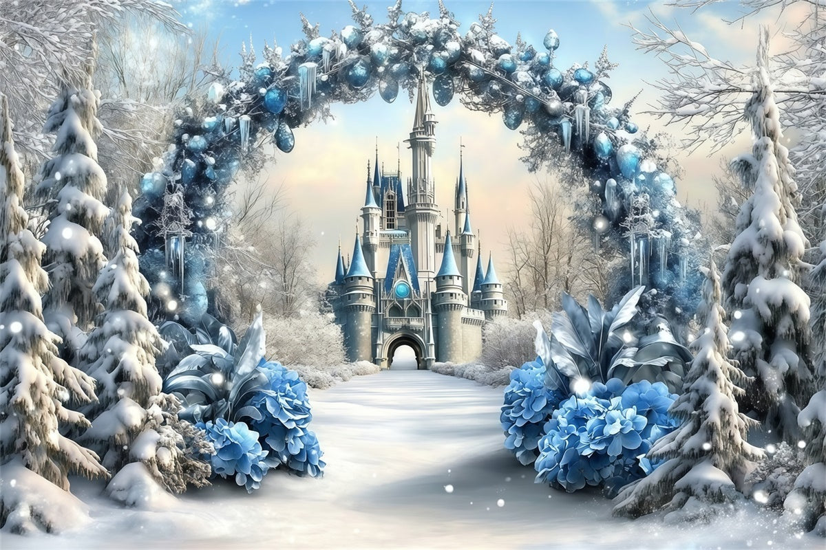 Christmas Backdrops Sale Winter Crystal Castle Backdrop MRR7-69