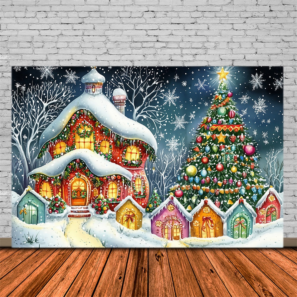 Christmas Backdrop Twilight Snowflake Fantasy Backdrop MRR7-76