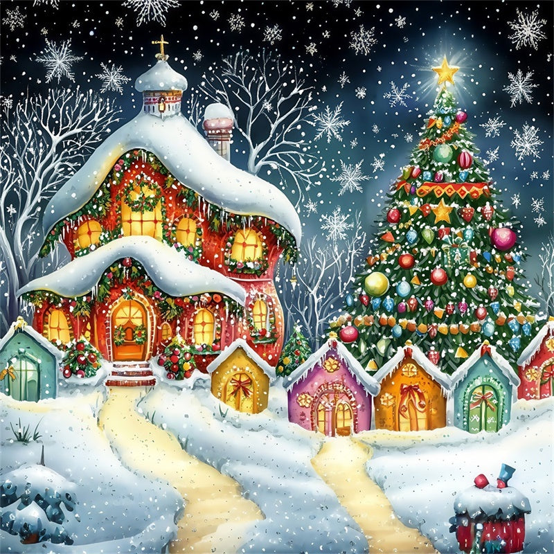 Christmas Backdrop Twilight Snowflake Fantasy Backdrop MRR7-76