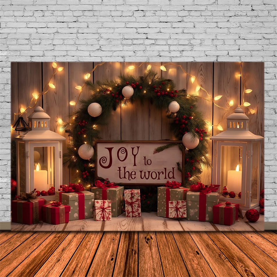 Xmas Backdrops Candle Light Pine Garland Backdrop MRR7-77