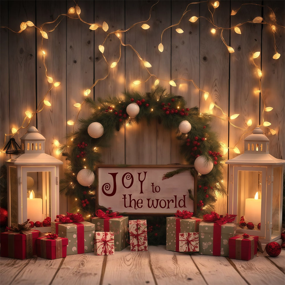 Xmas Backdrops Candle Light Pine Garland Backdrop MRR7-77