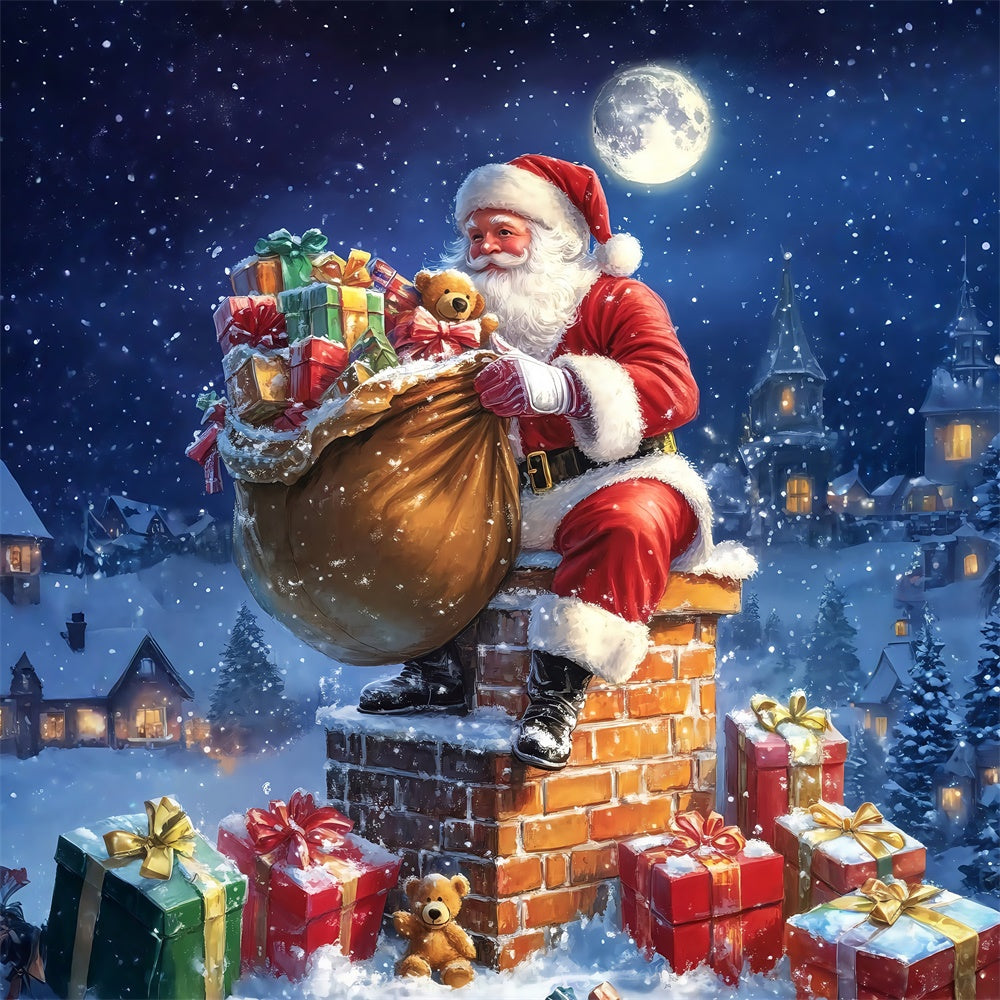Christmas Backdrop Magical Midnight Santa Backdrop MRR7-89