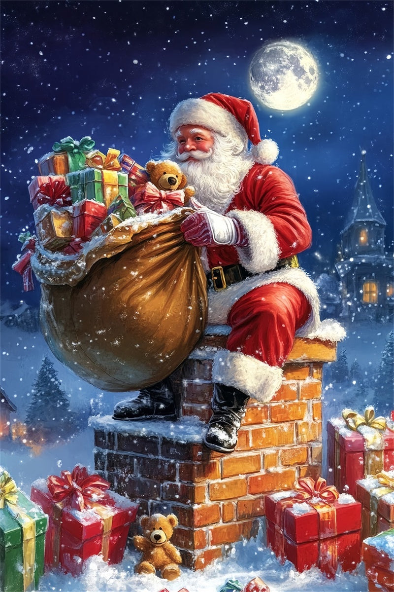 Christmas Backdrop Magical Midnight Santa Backdrop MRR7-89