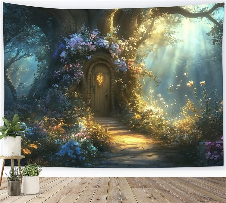Fairytale Forest Backdrop Blossom Tree Cottage Backdrop MRR7-93