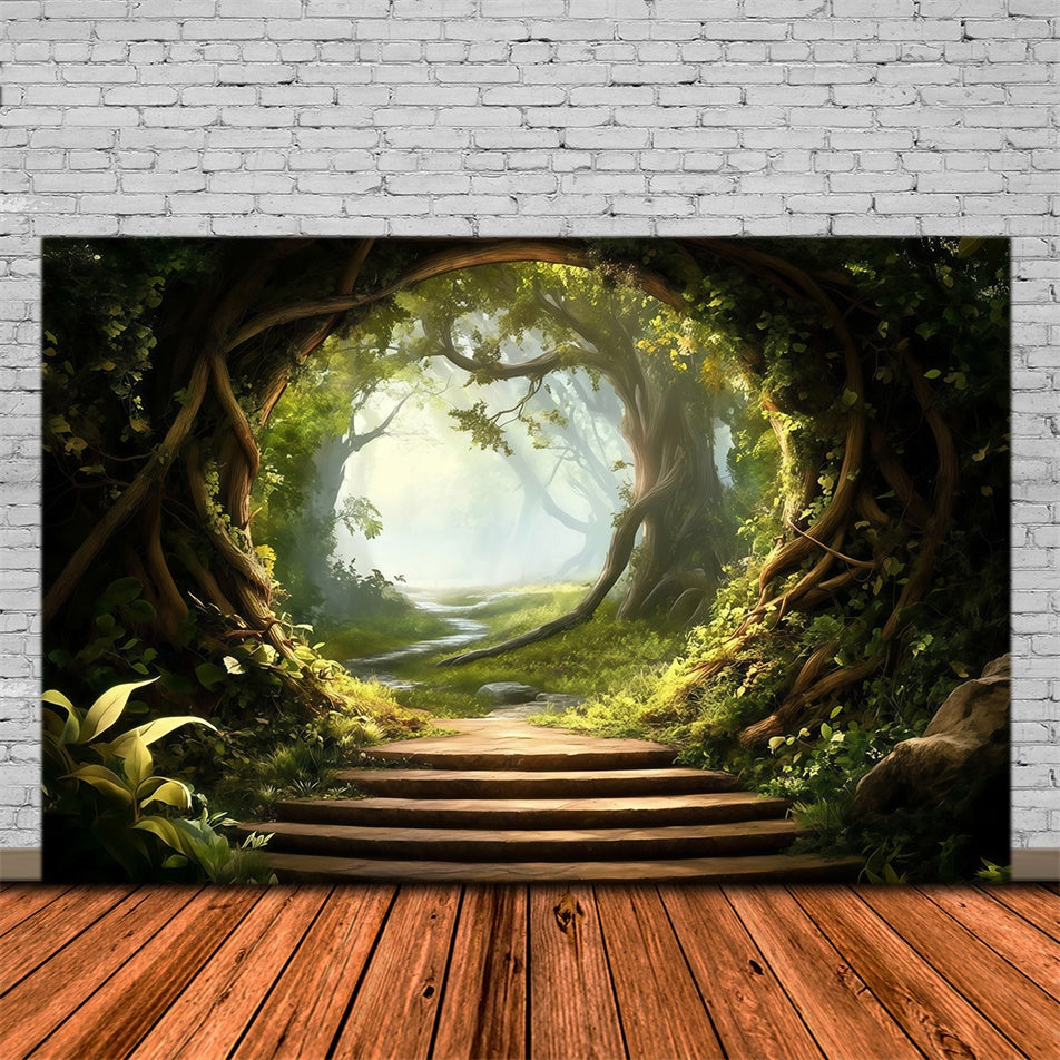 Forest Photography Backdrop Gentle Green Pathway Backdrop MRR7-97