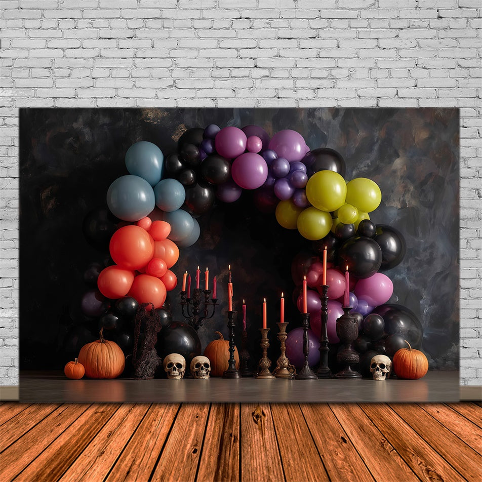 Halloween Wall Backdrop Colorful Balloon Arch Halloween Backdrop for Photos MRR8-1