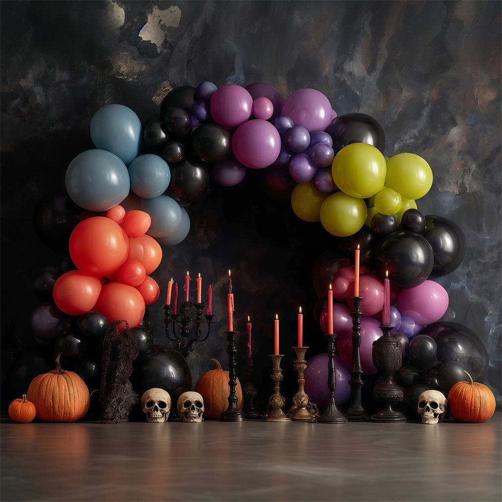 Halloween Wall Backdrop Colorful Balloon Arch Halloween Backdrop for Photos MRR8-1