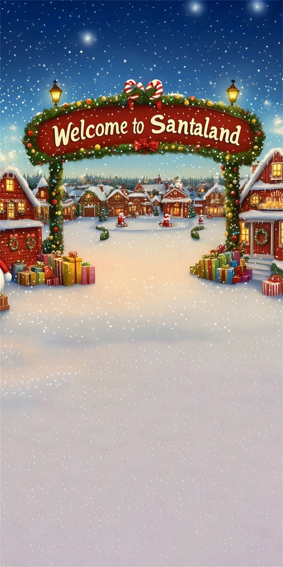 Christmas Village Backdrop Town Gate Welcome to Santaland High Resolution Christmas Backdrop MRR8-114