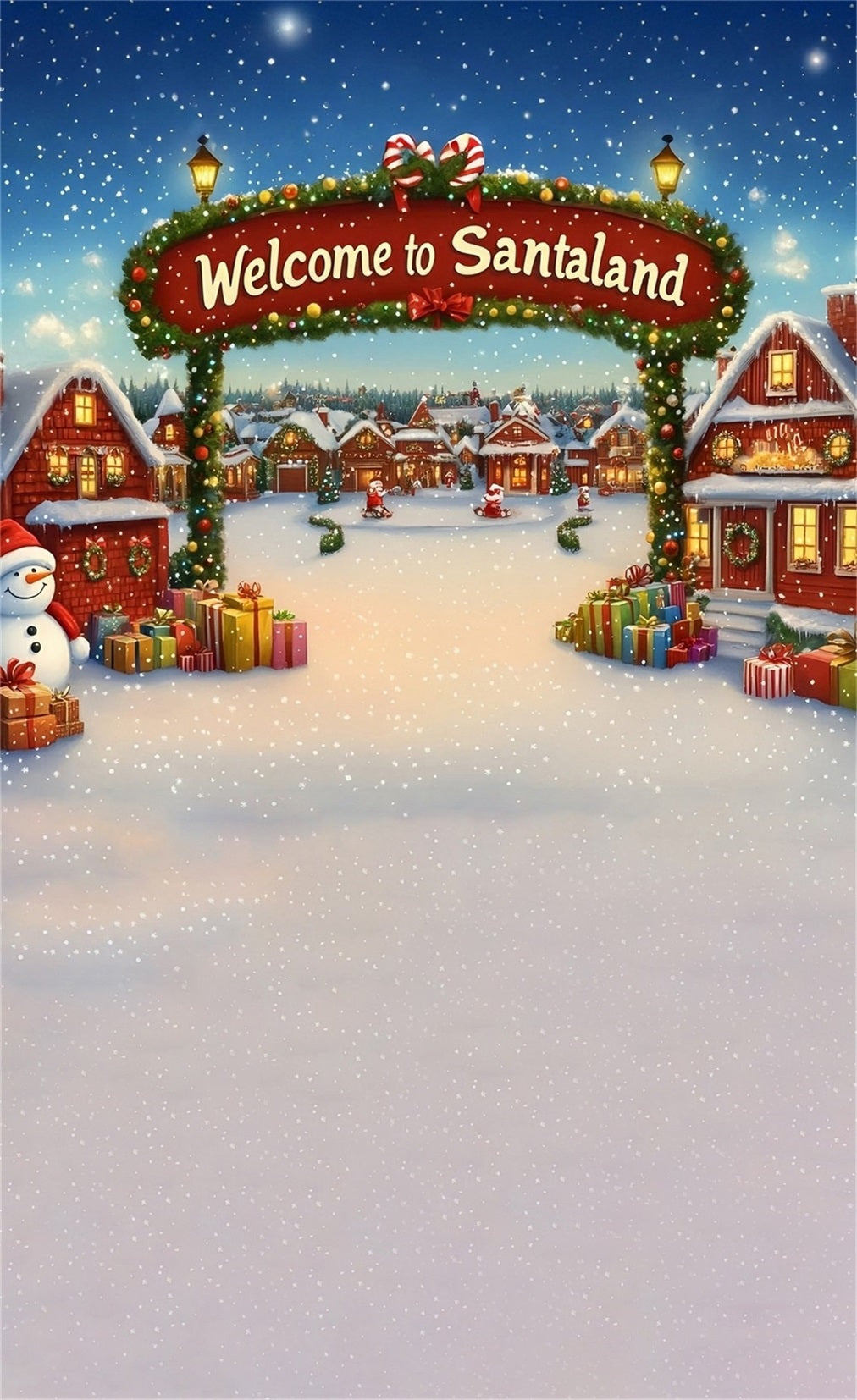 Christmas Village Backdrop Town Gate Welcome to Santaland High Resolution Christmas Backdrop MRR8-114