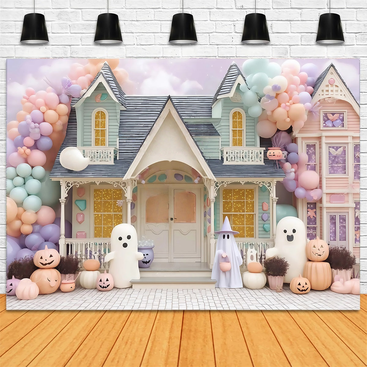 Haunted House Backdrop Pastel Haunted Candy House Halloween Backdrop MRR8-19