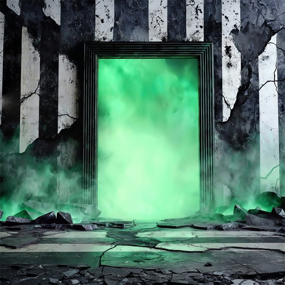 Halloween Wall Backdrop Neon Green Portal Ruins Halloween Backdrop MRR8-20