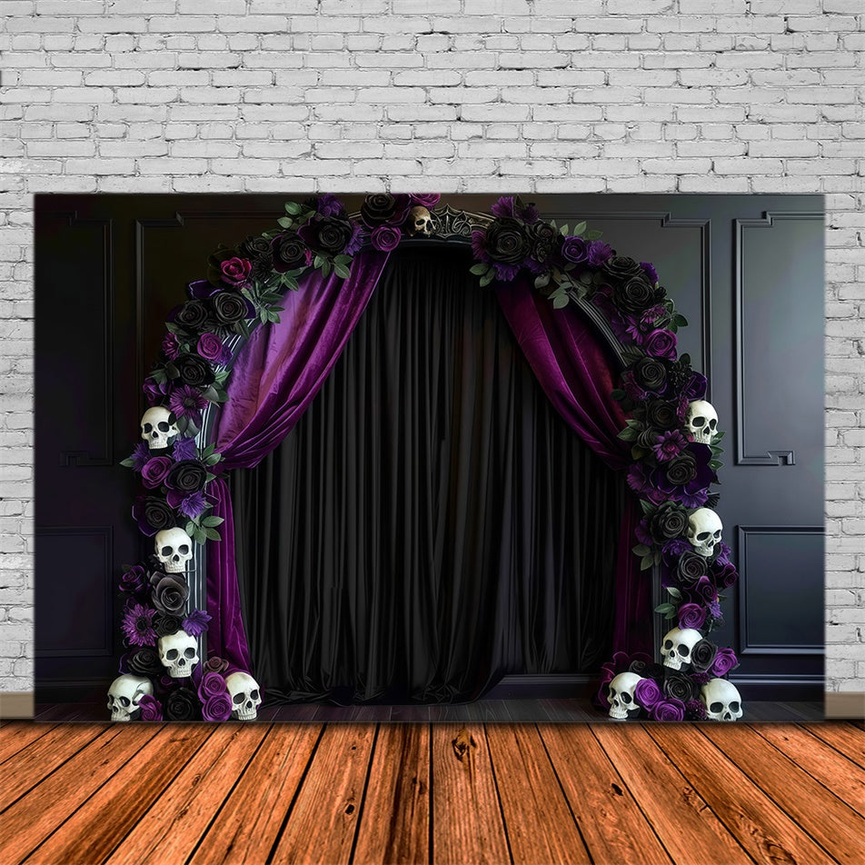 Halloween Wall Backdrop Skull Flower Gothic Archway Halloween Backdrop MRR8-21
