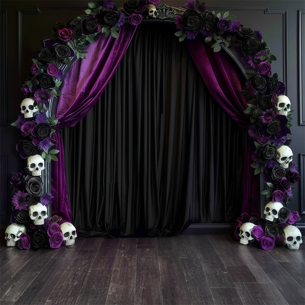 Halloween Wall Backdrop Skull Flower Gothic Archway Halloween Backdrop MRR8-21