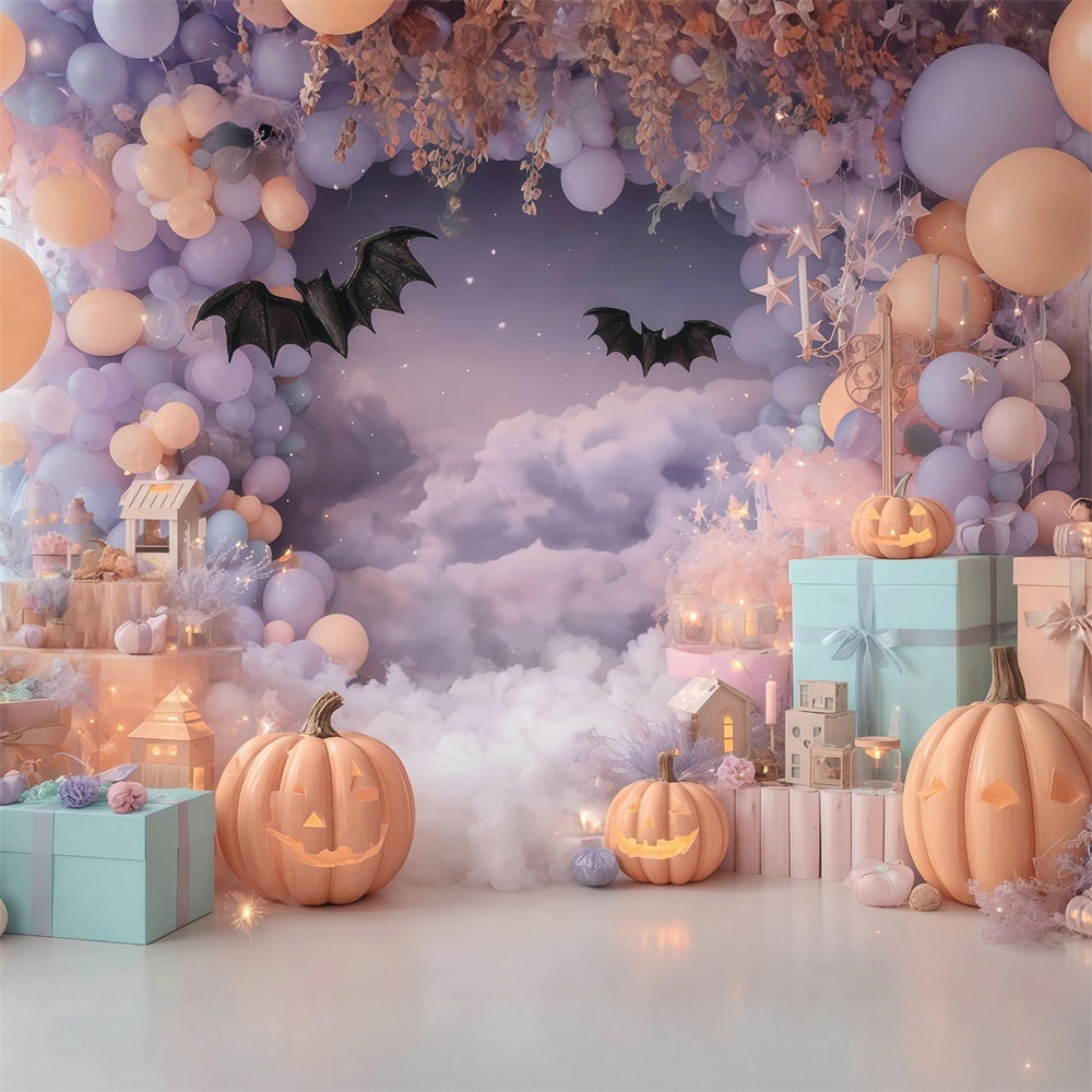 Halloween Backdrops for Photos Pastel Cloud Bat Party Halloween Backdrop MRR8-25