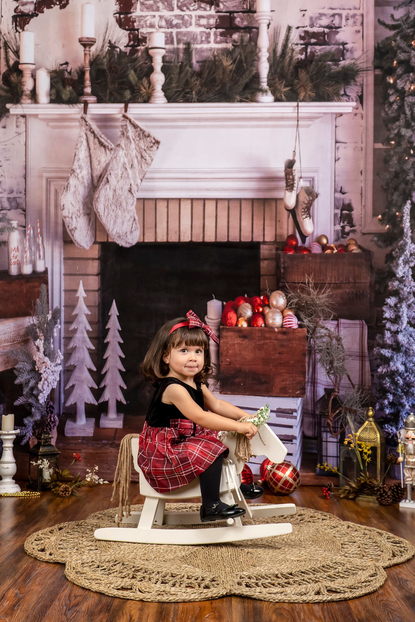 Christmas Backdrop Frosted Pines Fireplace Decor Christmas Photo Backdrop MRR8-261