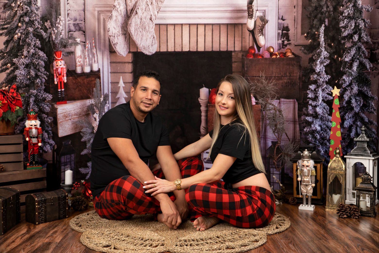 Christmas Backdrop Frosted Pines Fireplace Decor Christmas Photo Backdrop MRR8-261