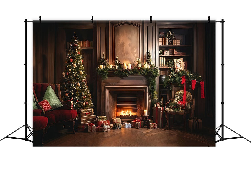 Christmas Backdrop Classic Fireplace Holiday Room Christmas Backdrop for Photos MRR8-264