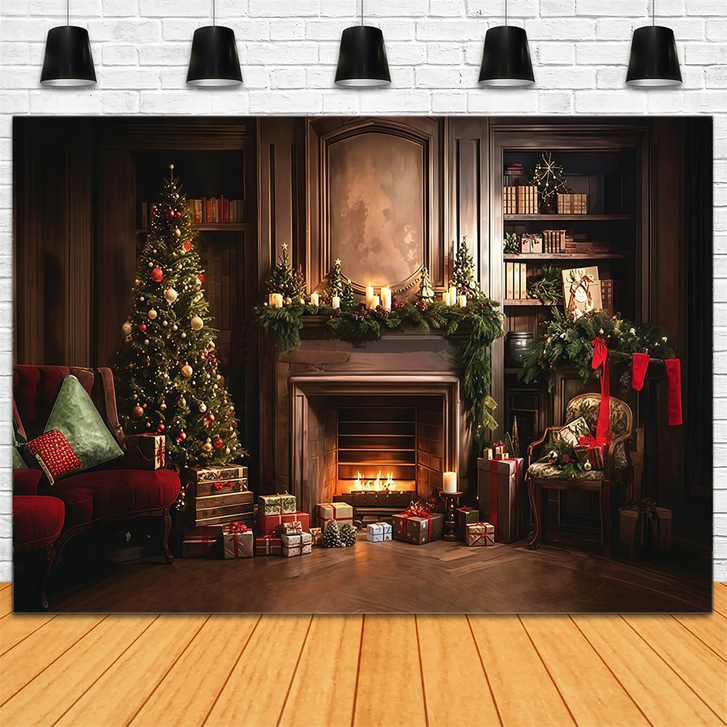 Christmas Backdrop Classic Fireplace Holiday Room Christmas Backdrop for Photos MRR8-264