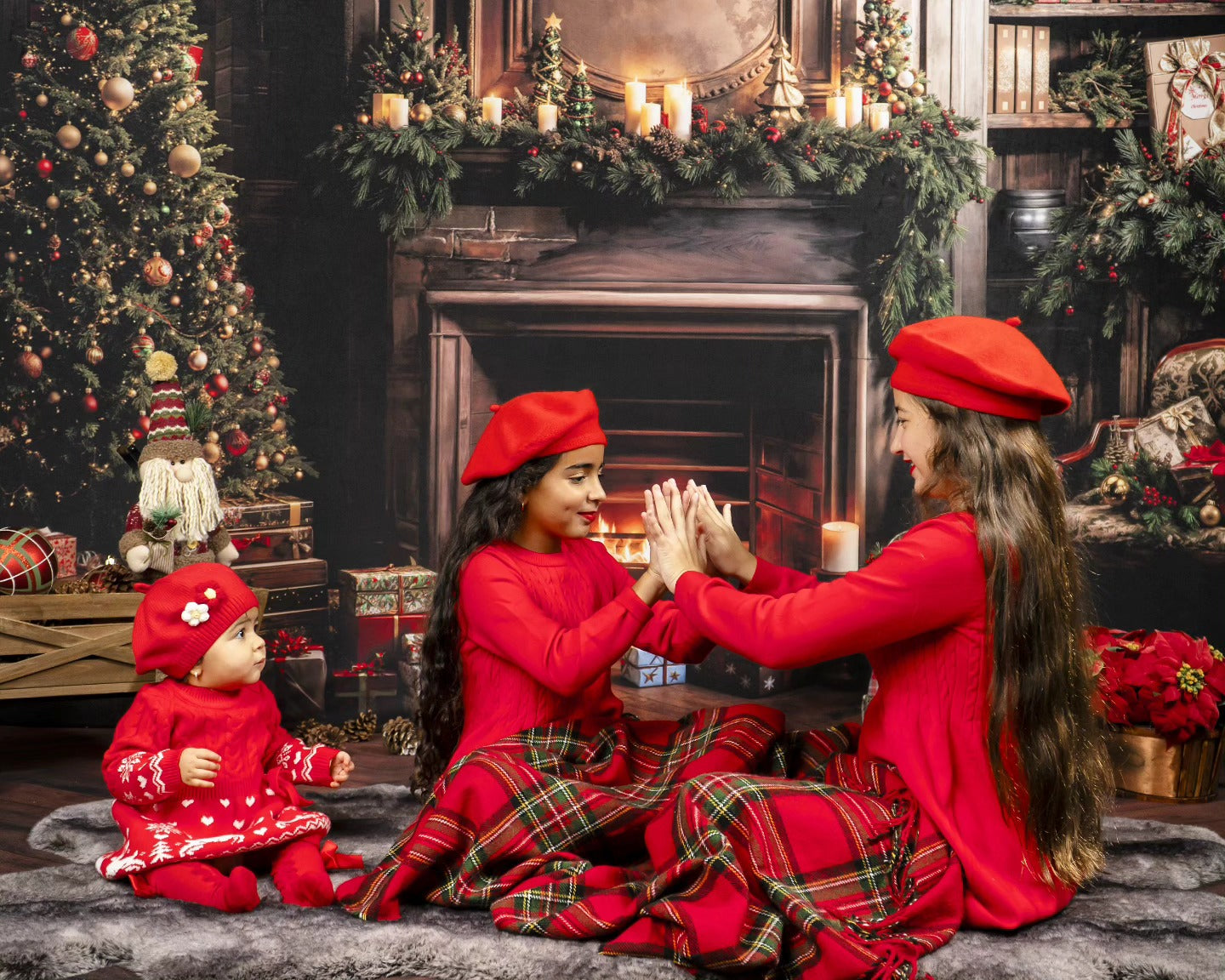 Christmas Backdrop Classic Fireplace Holiday Room Christmas Backdrop for Photos MRR8-264