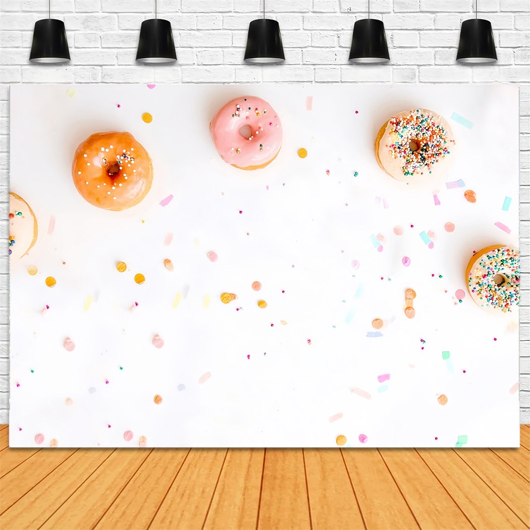 Cake Smash Backdrops Colorful Donuts Sweet Confetti Birthday Backdrop MRR8-267