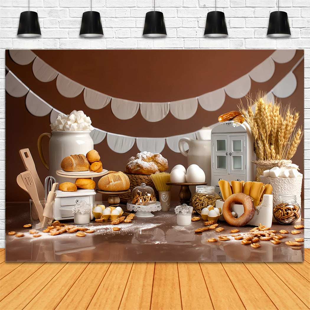 Smash Cake Backdrop Bakery Bread Rustic Display Birthday Photo Backdrop MRR8-268