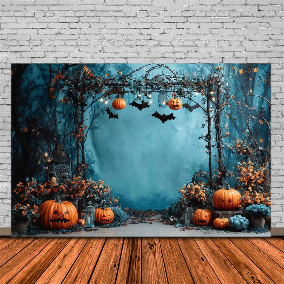 Halloween Photo Backdrop Twilight Pumpkin Forest Archway Halloween Backdrop MRR8-27