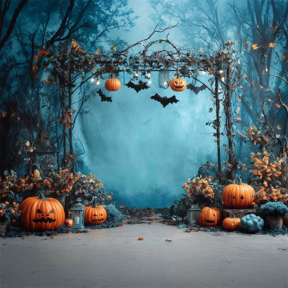 Halloween Photo Backdrop Twilight Pumpkin Forest Archway Halloween Backdrop MRR8-27